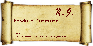 Mandula Jusztusz névjegykártya